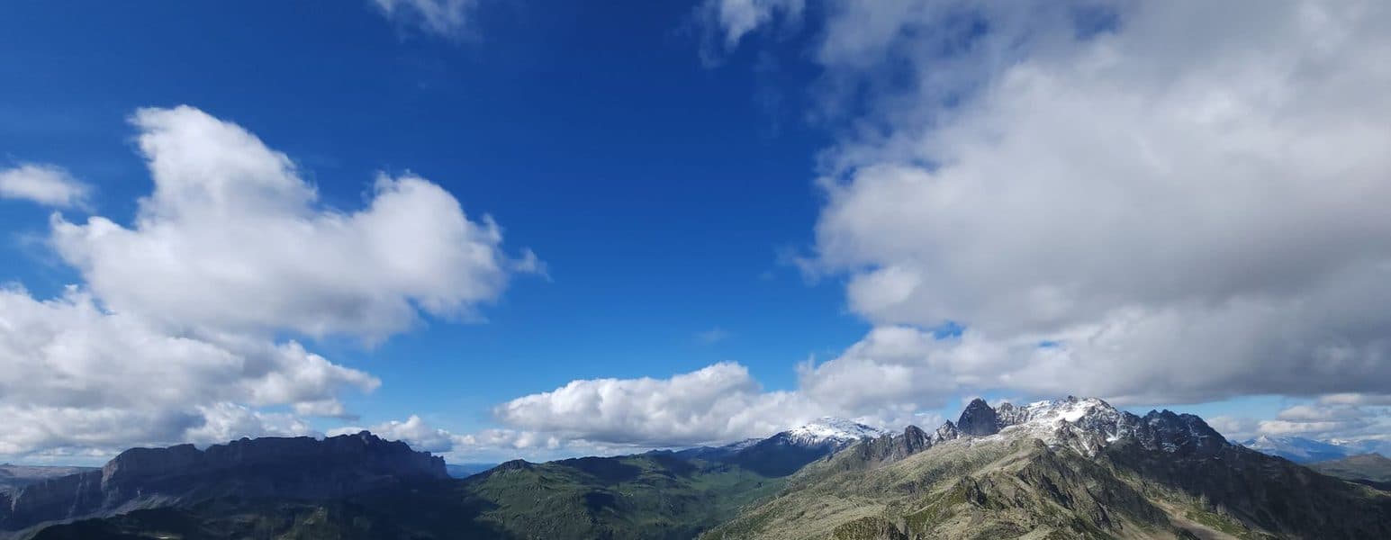 A trail facing the Mont-Blanc massif in Chamonix.